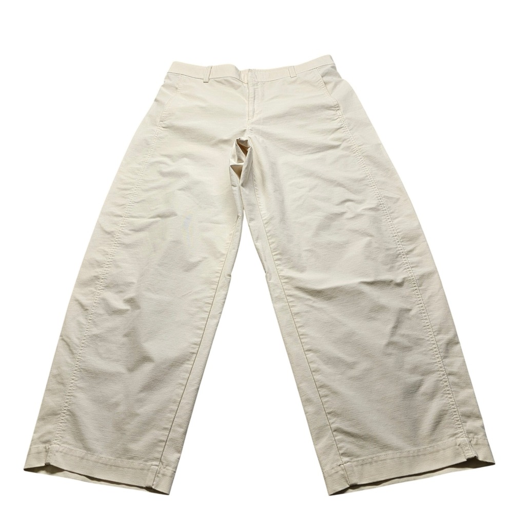 Uniqlo Wide Leg Chino Pants Womens XL Cream Off White Casual Trousers 475344
